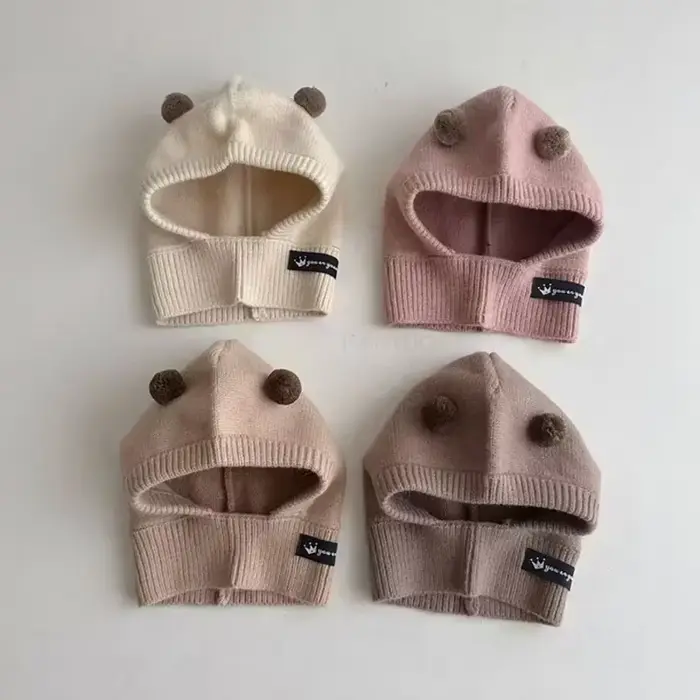 Chapeau bébé tout-en-un en laine tricotée pour filles et garçons, doux et chaleureux, idéal pour les sorties hivernales et les occasions spéciales