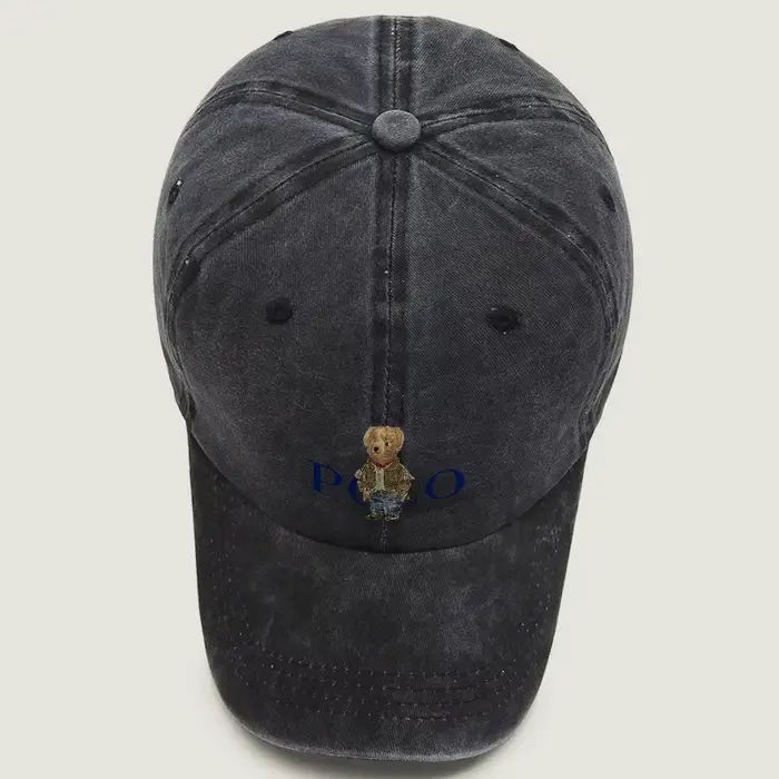 Casquette de baseball en coton lavé brodée POLO BEAR