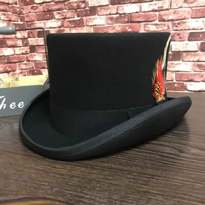 Chapeau Fedora en laine noir pour hommes