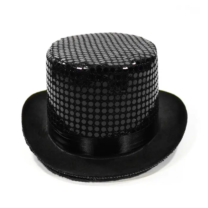 Chapeau haut-de-forme de magicien Jazz, miroir scintillant, comédans masculins et féminins, chapeaux