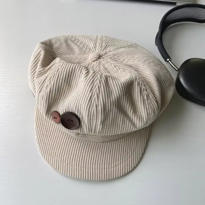 RICYGVM – casquette octogonale en velours côtelé pour femmes, chapeau d'artiste de peintre, casquett