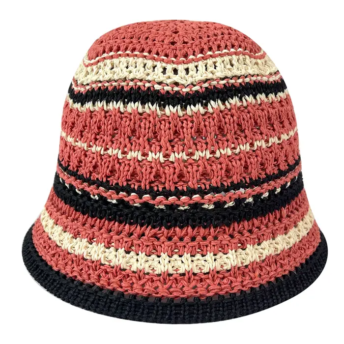 Bonnet creux tricoté à rayures colorées pour femme, pliable, voyage en plein air, protection solaire