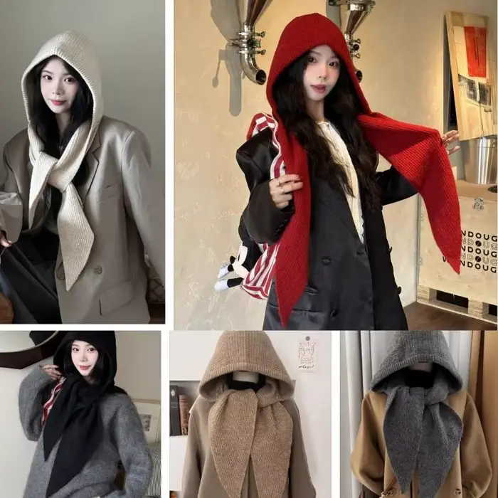 Chapeau et écharpe en laine de créateur avec cache-oreilles pour l'automne et l'hiver ; Chauffe-cou tricoté