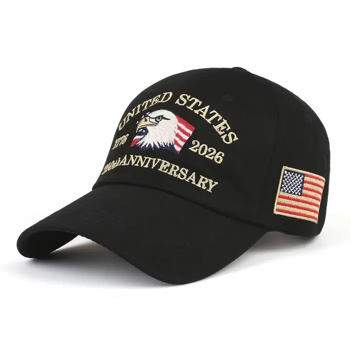 Casquette de baseball vintage de style américain pour le 250e anniversaire, avec motif d'aigle brodé