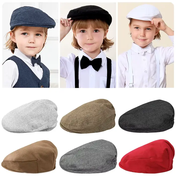 Bonnet Bébé Garçon Enfant Hiver Herringbone Casquette Plate Bambin Vintage Les chauffeurs Épaisse Chaud Chapeau Des Gamins Doux Avec Doublure Accessoires