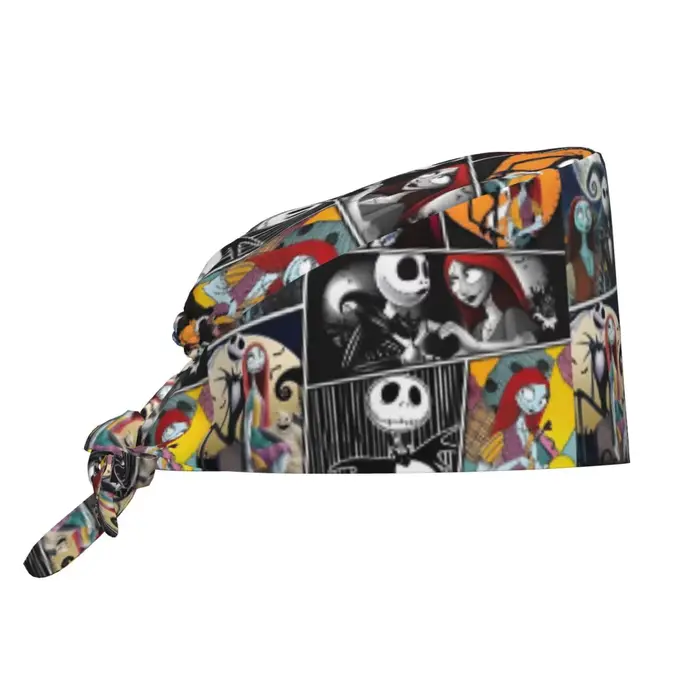 Casquette de gommage personnalisée Jack et Sally Collage, chapeau chirurgical, le cauchemar avant no