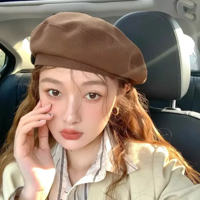 Béret Octogonal en Coton pour Femme Style Rétro Français à Carreaux Chapeau Militaire Chapeau de Peintre pour l'Automne et le Street Style Occasionnels