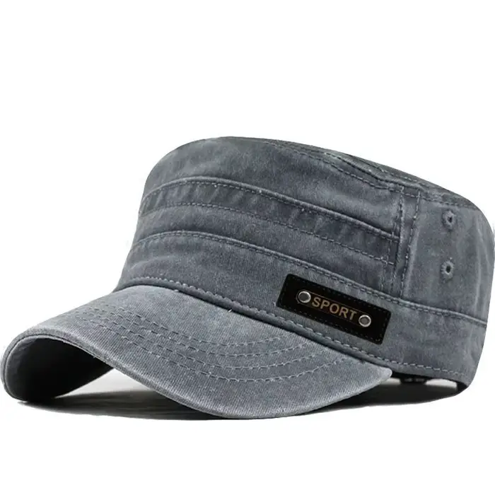Casquette plate décontractée en coton délavé