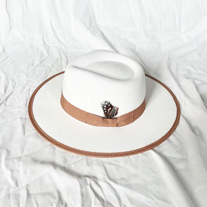 Chapeau Fedora blanc de Style français pour femmes et hommes