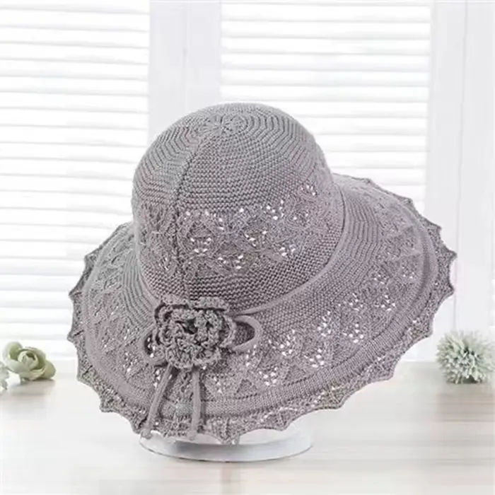 Chapeau de soleil respirant de style français avec large bord en crochet