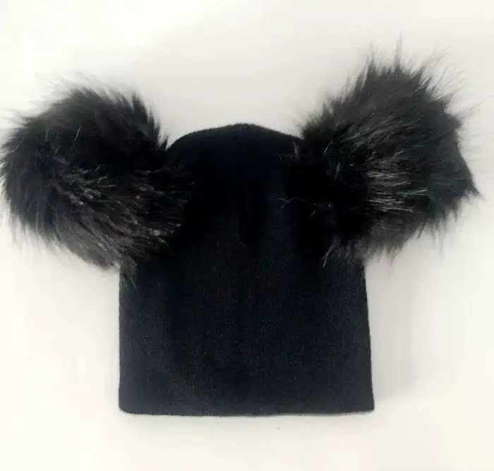 Bonnet tricoté en laine pour bébé, chaud, en coton, doux, avec pompon, pour fille et garçon