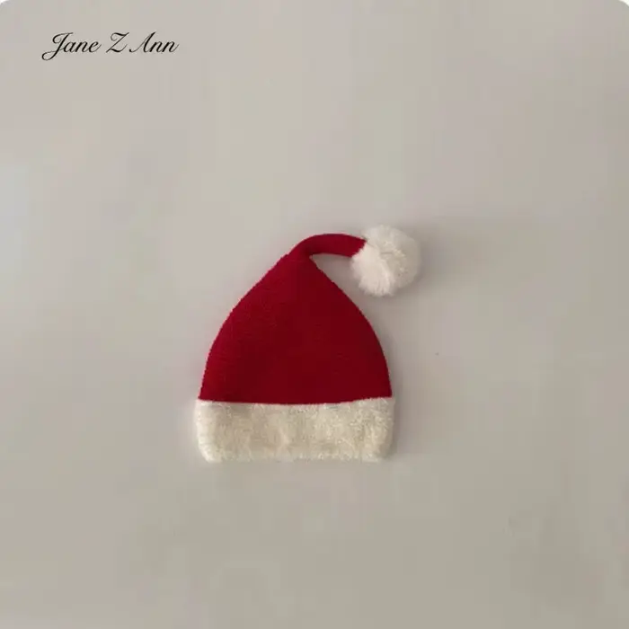 Bonnet de Noël tricoté pour bébé, rouge, accessoire de fête, confort coton, style européen, américain, pour les tout-petits, 0-1 ans, ajustement facile, photos de famille, fêtes de Noël