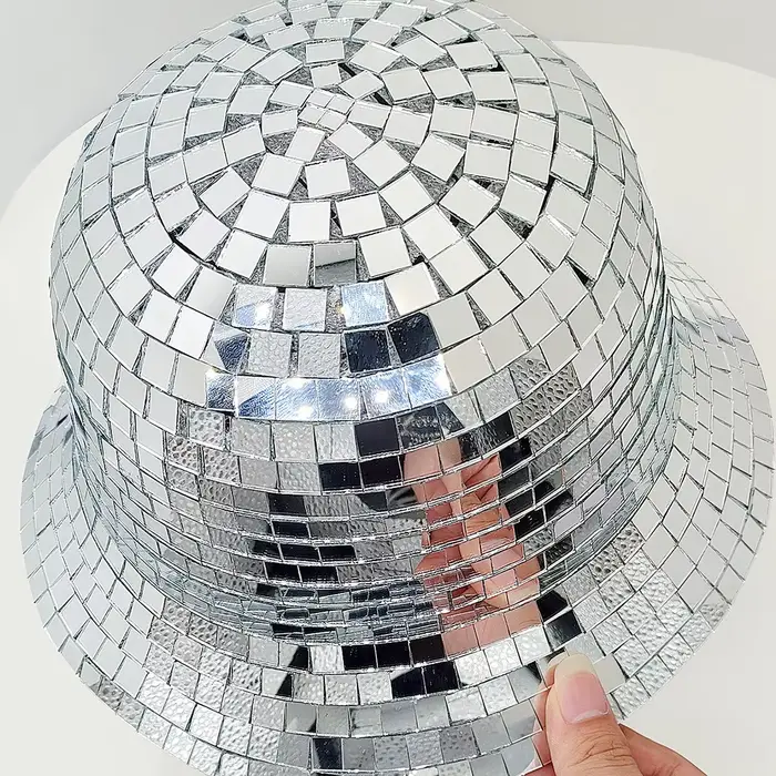 Nouveau produit Disco Ball seau chapeau mode rétro miroir Style Hip Hop homme femme Disco haut chape