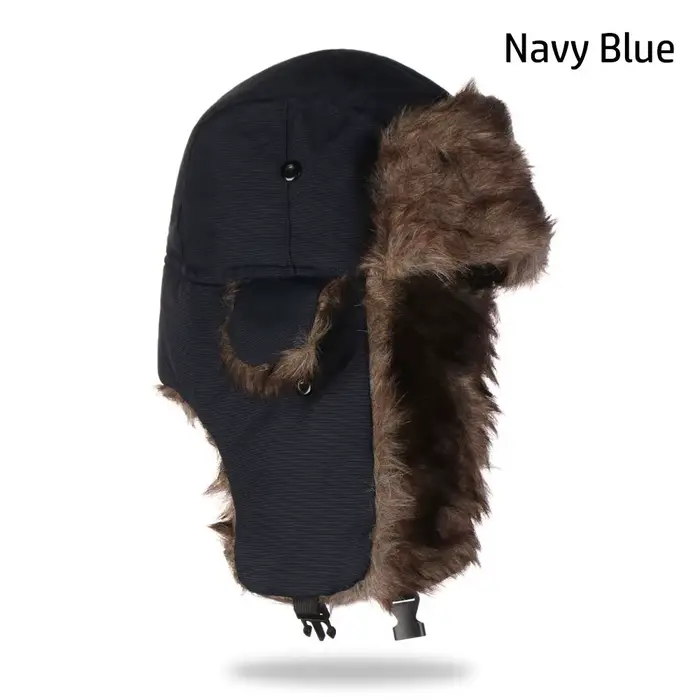 Chapeaux de bombardier trappeur pour hommes et femmes, chapeau de Ski chaud en fourrure d'hiver russ