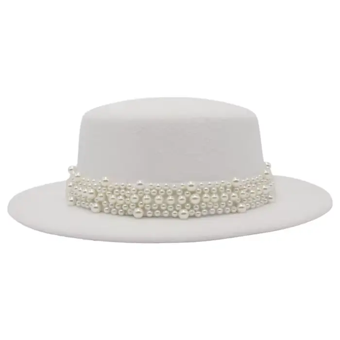 Chapeau Fedora rétro français pour femmes, casquette plate en feutre de perles, chapeau de Protectio