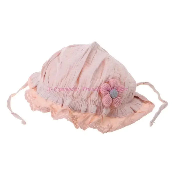 Bonnet bébé en coton à mode 85AE avec bordure en dentelle, chapeau bébé polyvalent à mode