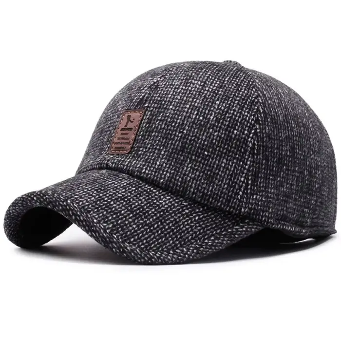 Casquette de baseball en laine pour hommes avec oreillettes, chapeau de golf, couvre-oreilles, épais