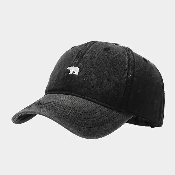 Casquette de Baseball brodée d'ours pour femmes et hommes, chapeau de Baseball en coton délavé, visi