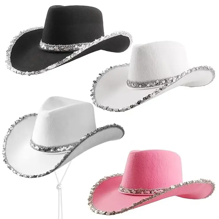 Chapeau de cowboy à paillettes pour femmes et hommes