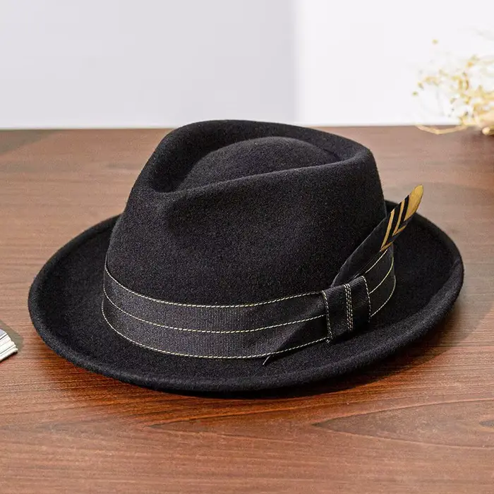 Chapeaux noirs à bord déformé élastique pour hommes et femmes, casquette britannique ander, Fedoras 
