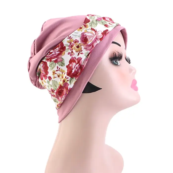 Chapeau bandeau en cheveux croisés imprimé de style bohème pour femmes, capuche plate, protecteur de