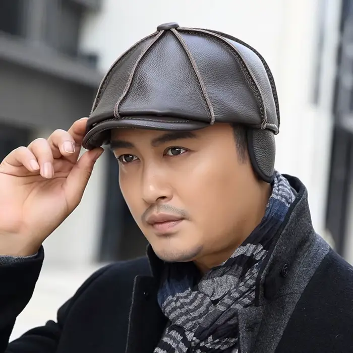 Bérets pour hommes femmes de haute qualité en cuir véritable chapeau octogonal Ivy casquette plate mâle femme automne