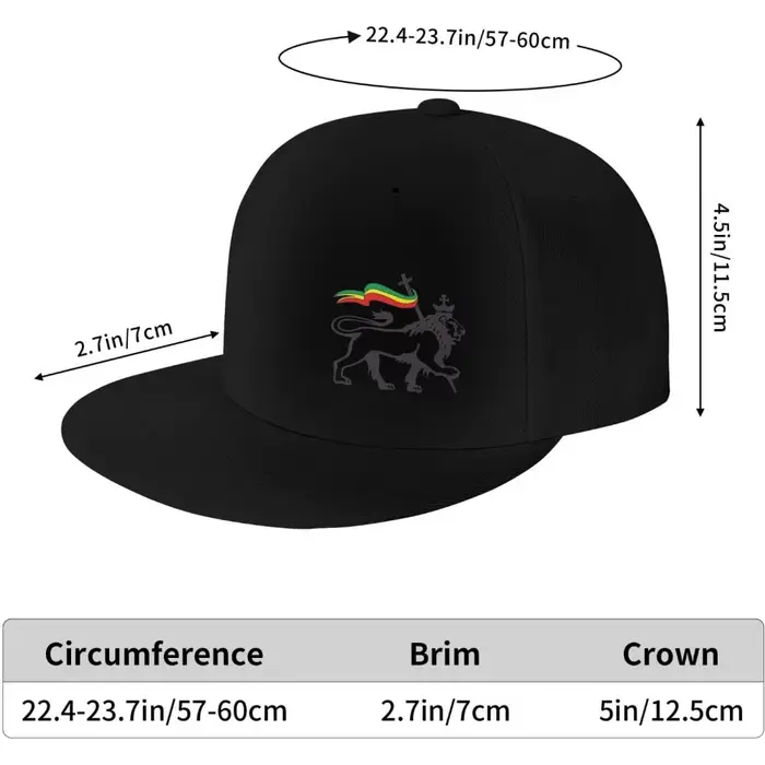 Casquette de baseball à bord plat Rasta Lion of Judah pour hommes et femmes
