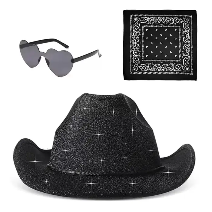 Chapeau de Cowboy rose pour fête d'enterrement de vie de jeune fille, 3 pièces/ensemble, décoration 