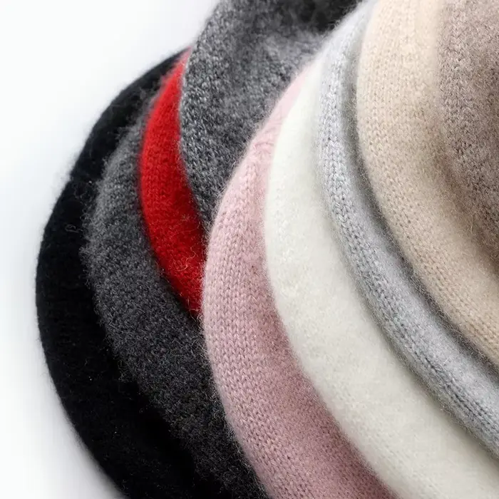 Hiver unisexe 100 cachemire chapeaux en plein air décontracté garder au chaud couleur unie