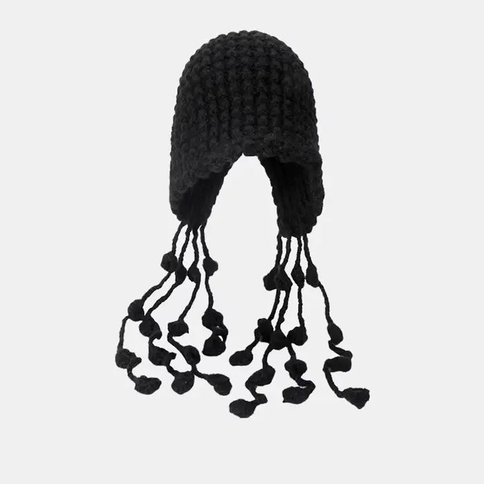 Glands doux Crochet tricoté chapeau Style bohème évider gland bonnets à la main coréen tricot casque