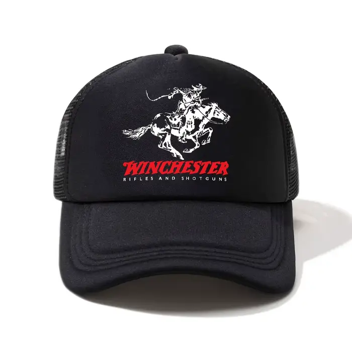 Casquette de baseball demi-maille imprimée Winchester – Chapeau de soleil d'extérieur unisexe de sty
