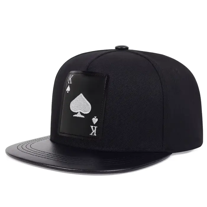King-Casquettes de baseball brodées de cartes à jouer en cuir pour hommes et femmes, chapeau de sole