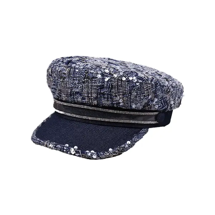 Chapeaux de cadets en Denim élégants pour femmes, casquettes à paillettes, visières tendance, chapea
