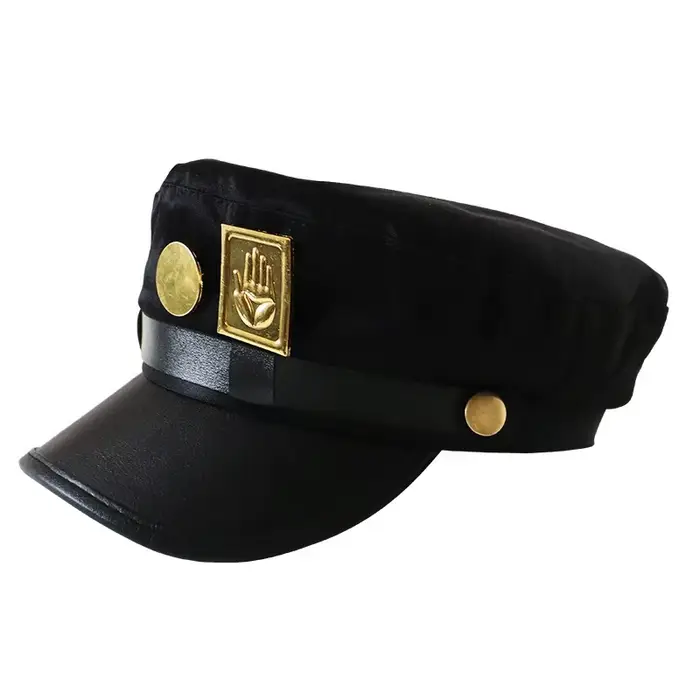 Casquette de cosplay unisexe pour adulte Kujo Jotaro de l'anime JoJo's Bizarre Adventure avec badge métallique – Accessoire de chapeau