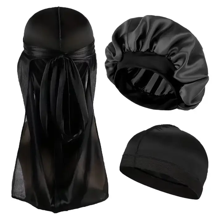 3 pièces/ensemble, chapeaux Durag & Bonnet & dôme