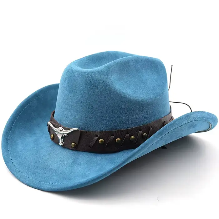 Chapeaux de Cowboy occidentaux en daim tête de bœuf pour hommes et femmes