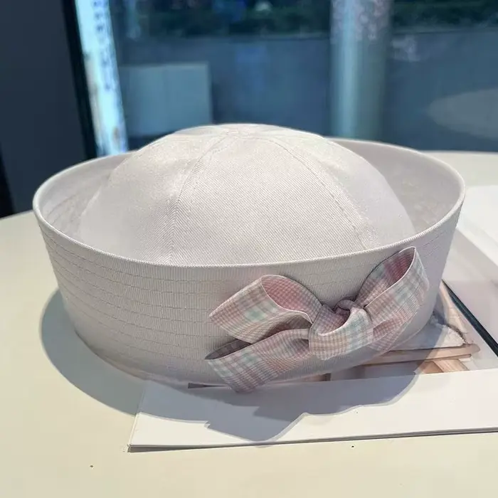 HongLuan Chapeau de marin rose/blanc/bleu pour la plage, chapeaux de capitaine pour femme d'Hallowee