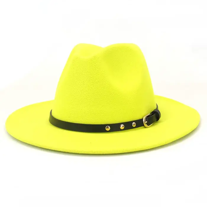 Chapeau Fedora Jaune Néon Unisexe Sportif Pour Fêtes Été Hiver Protection Solaire Occasions Spéciales