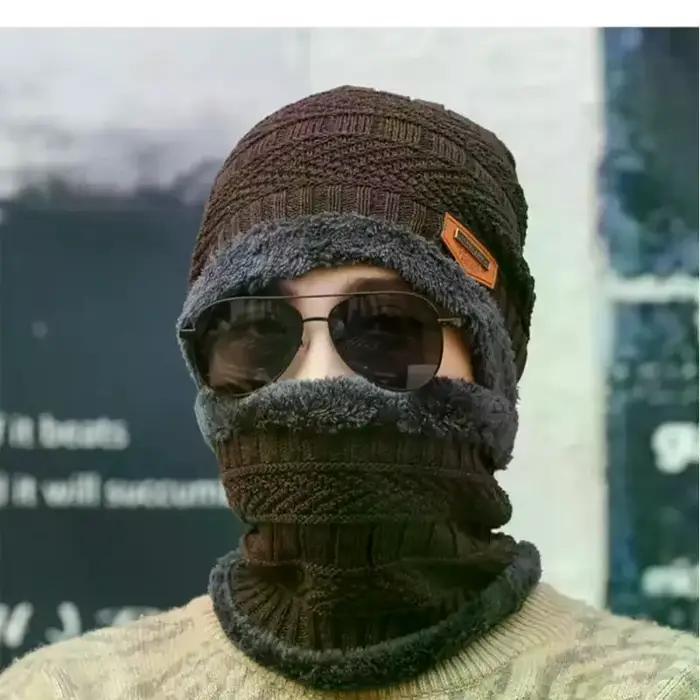 Ensemble hivernal élégant chapeau écharpe résistant au froid pour homme femme extérieur multiseason polyestère minimaliste