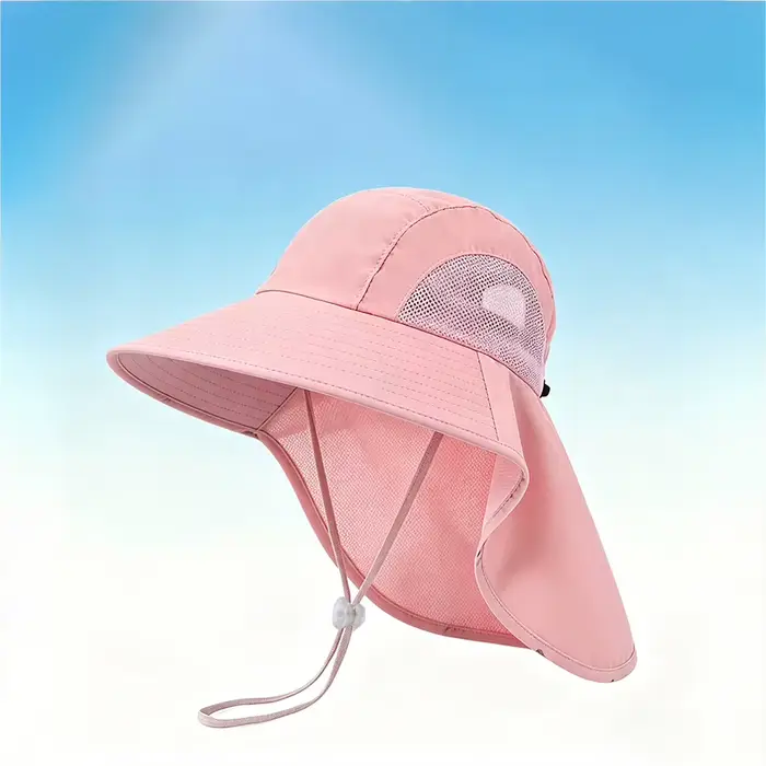 Chapeau de soleil transfrontalier pour enfants, longueur menton, protection solaire d'été pour l'ext