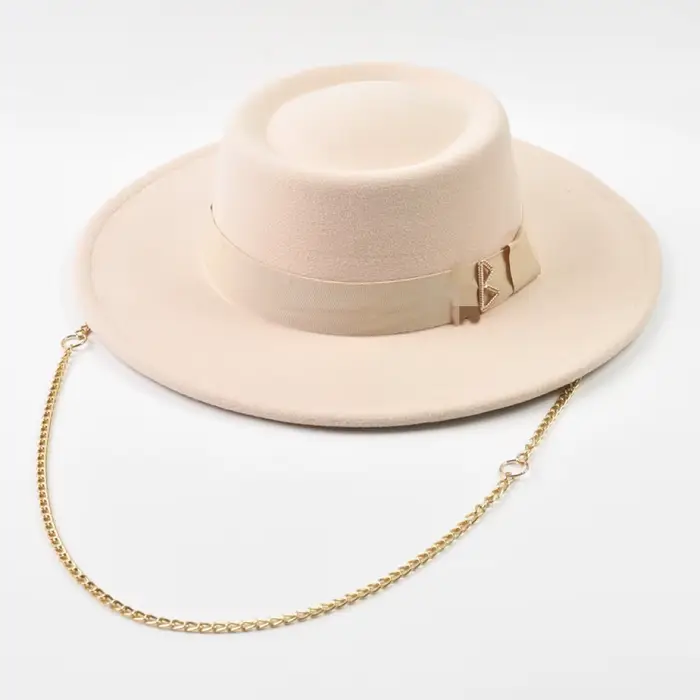 Chapeau Fedora pour femmes, chapeau en feutre avec lettres RB en métal à la mode, Derby d'automne et