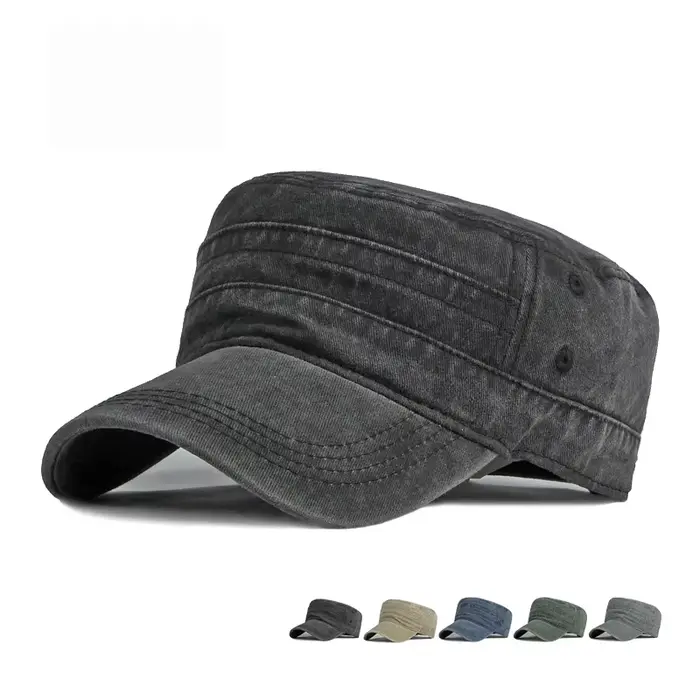 Printemps été à bord court armée chapeau hommes femmes en plein air rétro lavé coton grande tête parasol casquettes plates casquette militaire chapeaux de pêche