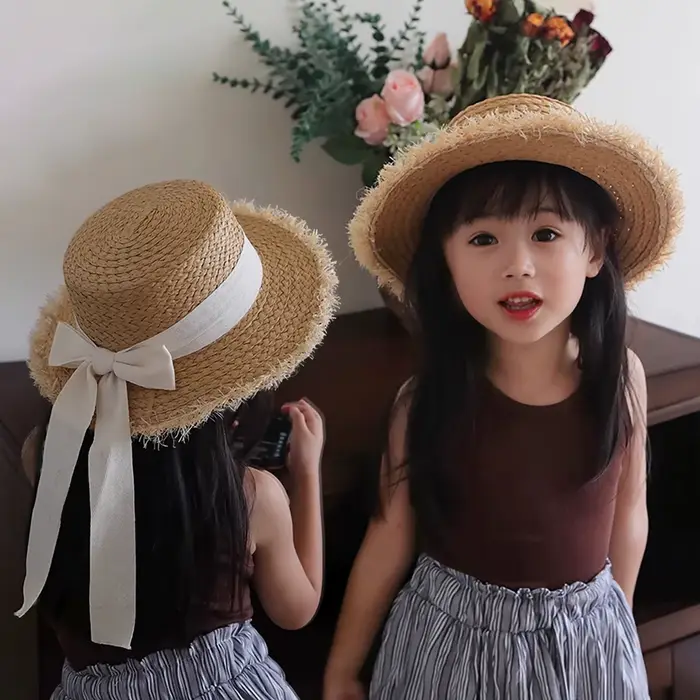 Chapeau de paille d'été pour bébés filles