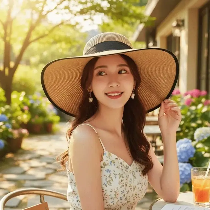 Chapeau de soleil en paille respirant pour femme