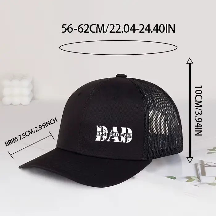 Casquette de baseball en maille respirante réglable avec impression « Best Dad Ever » pour homme