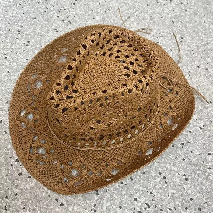 Chapeau de Cowboy occidental en paille pour femmes et hommes, classique, Vintage, ajouré, unisexe, c