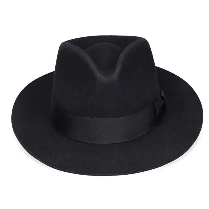 Chapeau britannique en feutre 100% laine pour homme, Fedora, grande taille, bord brut, bord doublé e