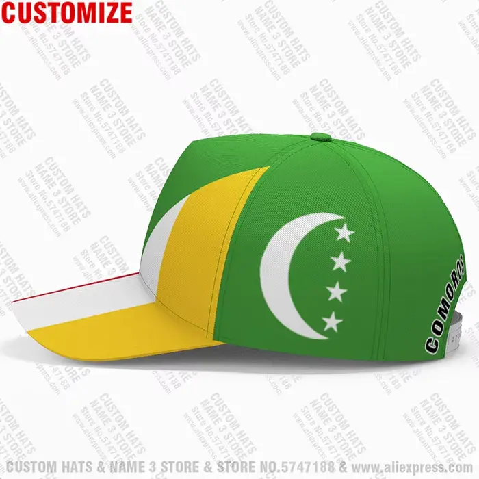 Casquettes de baseball des Comores avec nom personnalisé