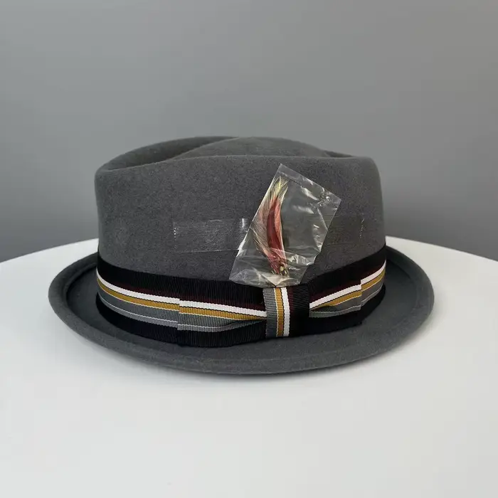 Chapeau Fedora pour homme de marque, style britannique, avec nœud en ruban, chapeau jazz plat printe
