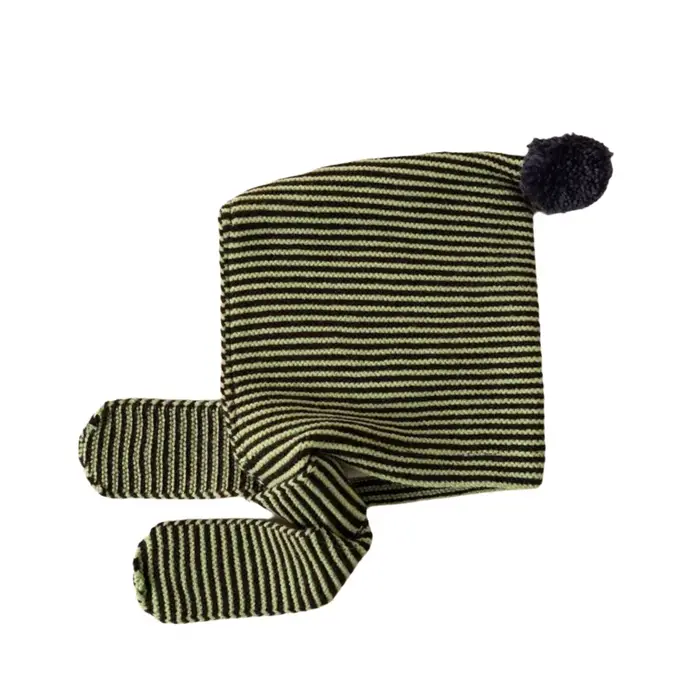 Chapeau écharpe 2 en 1 pour enfants, design rayé, écharpe à capuche en tricot épais, protection des 